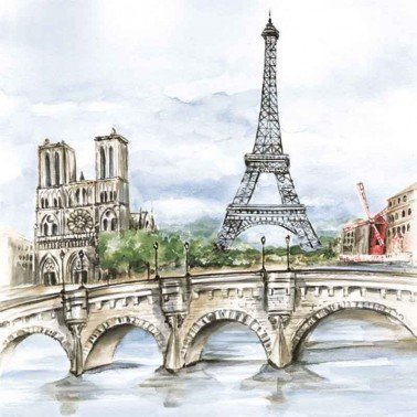 Servilletas para decoupage Paris in Watercolour 33 X 33 cm.