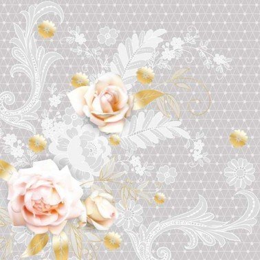 Servilletas para decoupage Graphic Grey Lace with Roses 33 X 33 cm.