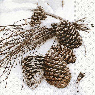 Servilletas para decoupage Cones in snow 33 X 33 cm.